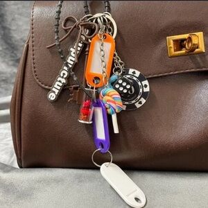 🌹🍭 Bag Charm Keychain🗝️🎀 rose key tags candy ribbon dice chip